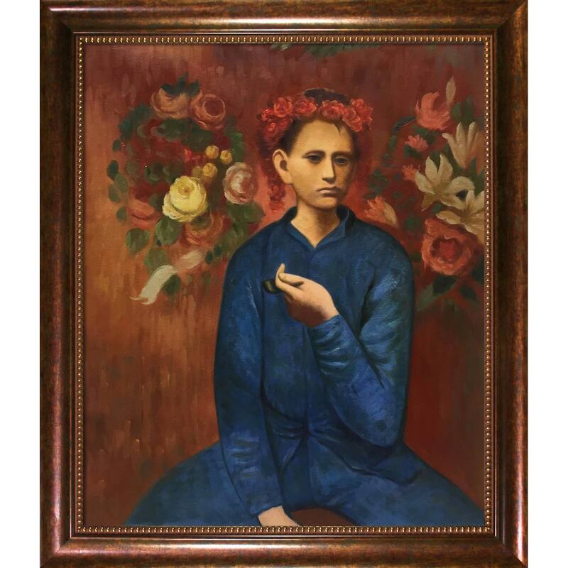 La Pastiche Boy with Pipe with Verona Cafe Frame, 24" x 28" Bed Bath